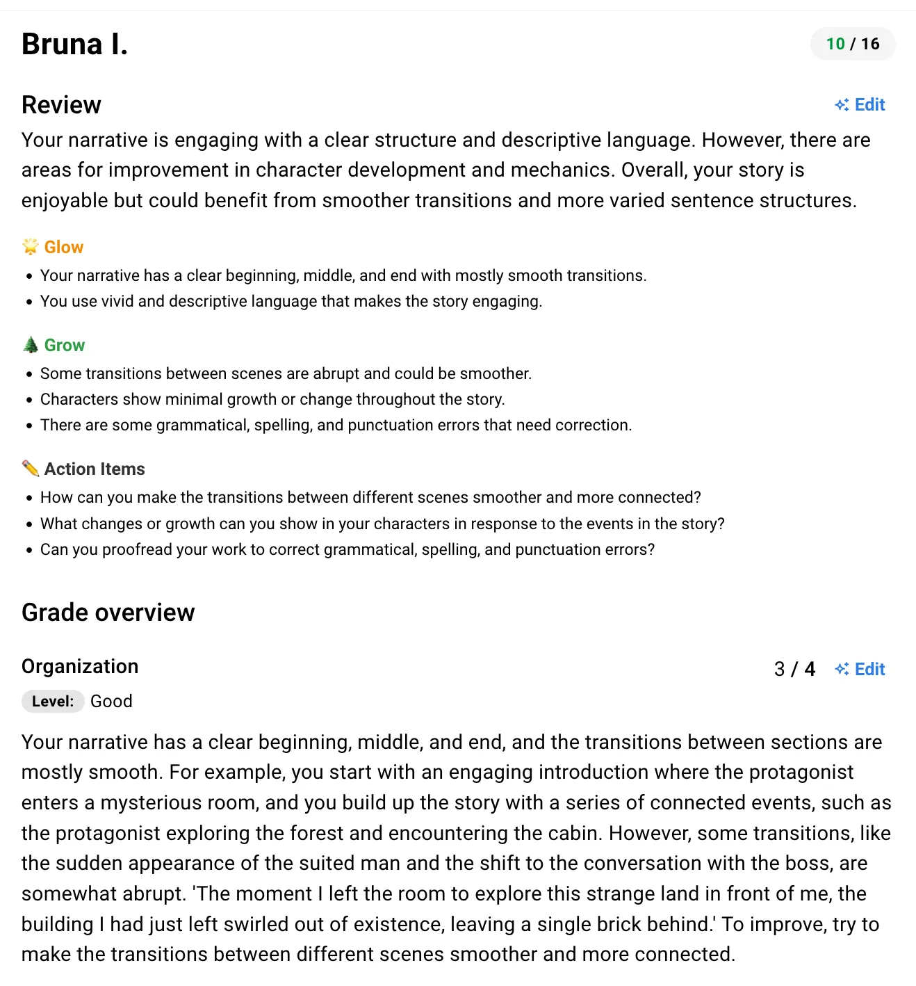 Example AI Grading Feedback Example AI Grading Feedback